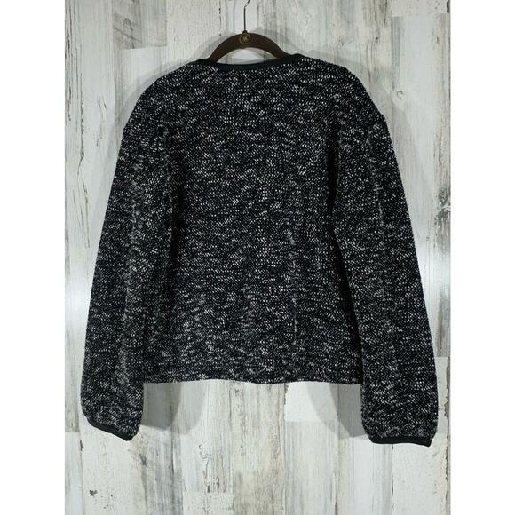 Ann Taylor Jacket Size Medium Black White Speckled Tweed Full Zip - Picture 3 of 12